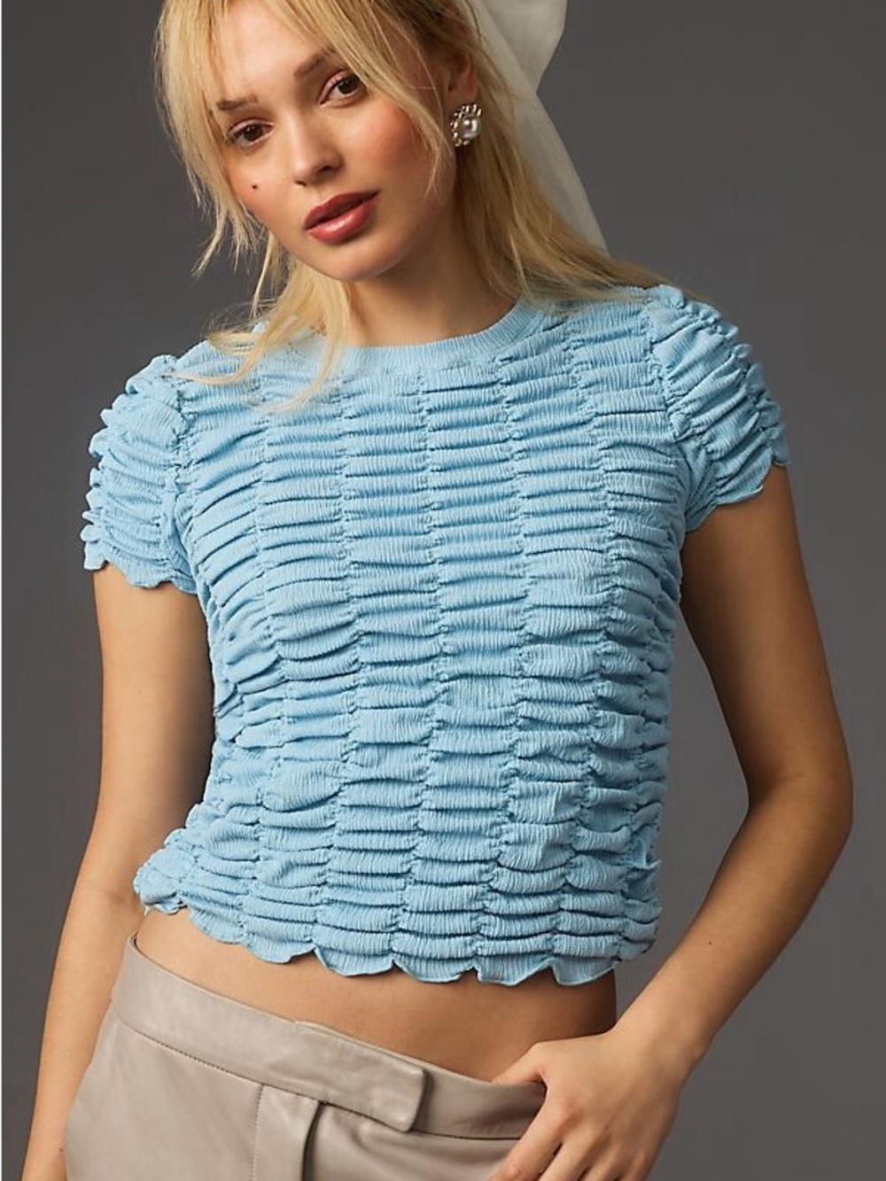 By Anthropologie Ruched Baby Tee top size S